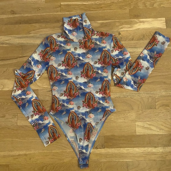 Virgin Mary sheer mesh bodysuit  size S-NWOT - Picture 1 of 8